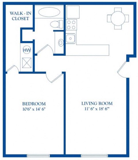 a blue and white floor plan of a house